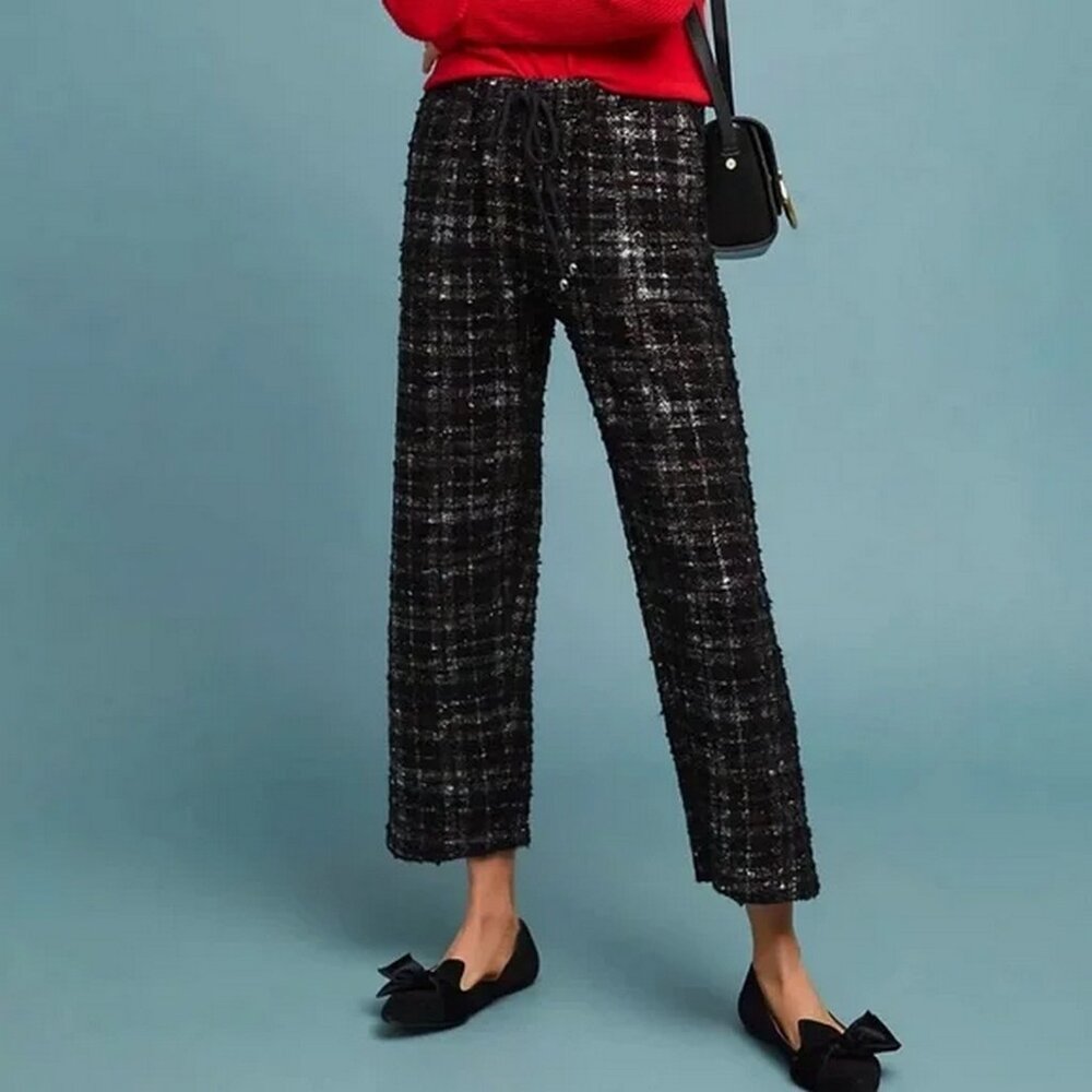 Anthropologie Eva Franco Fritz Metallic Tweed Pull on Pants